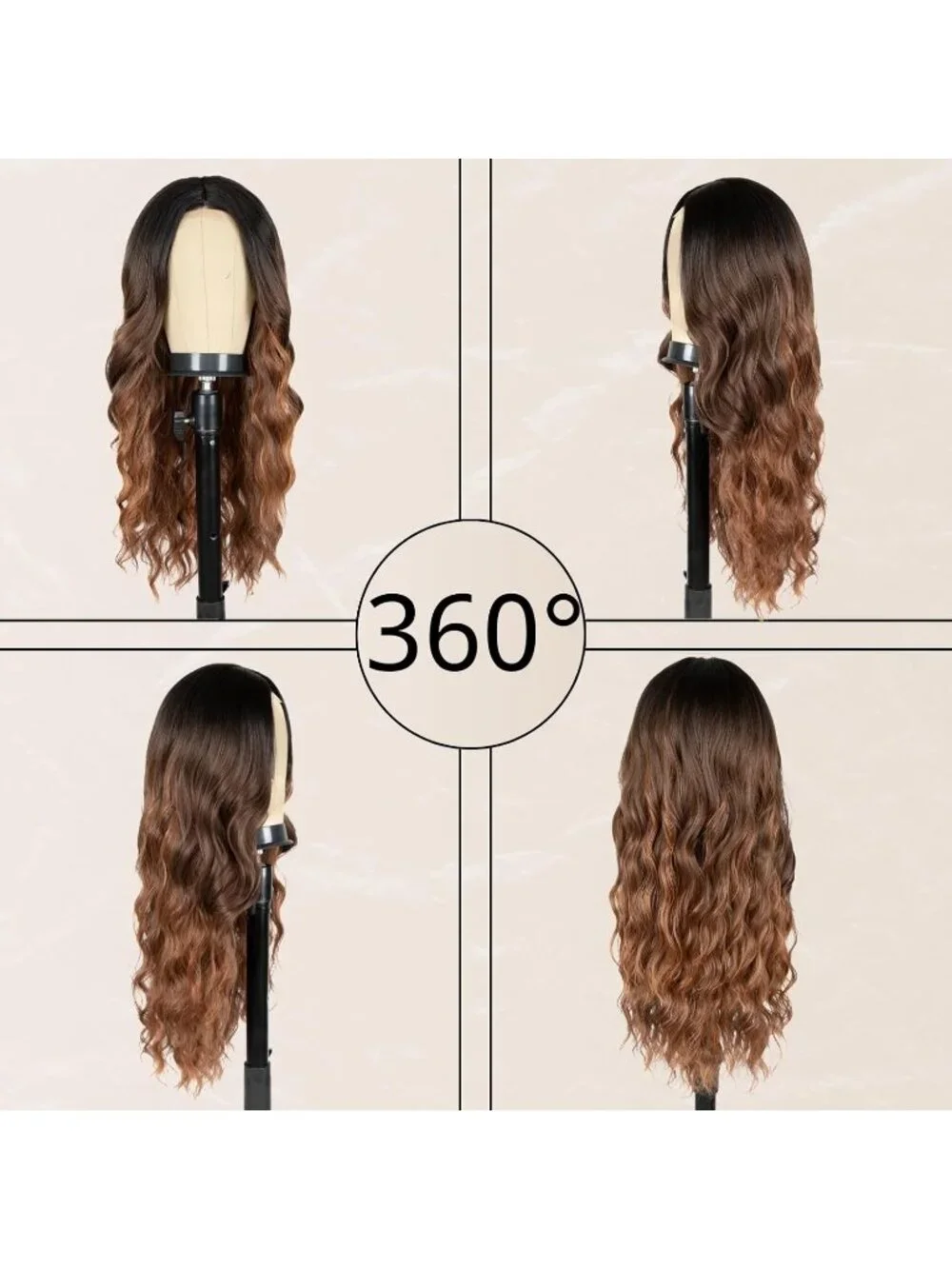 Women's Brown Highlight 26 Inch Charming Middle Part Heat Resistant Fiber Wigs